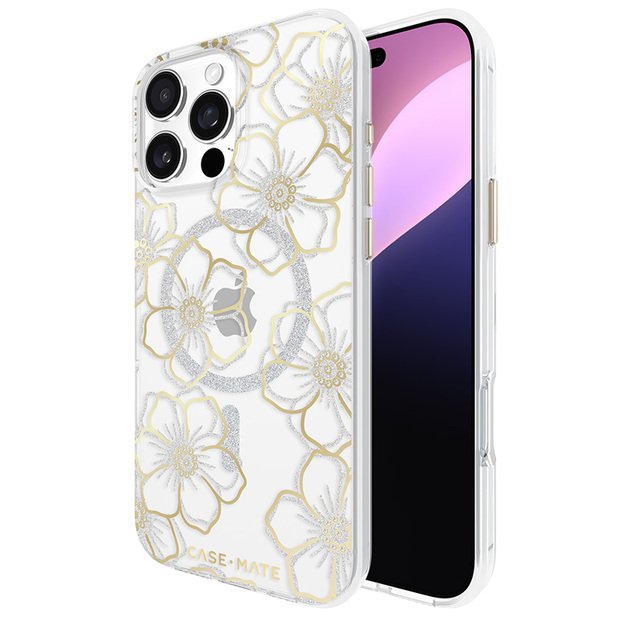 Case-Mate Floral Gems MagSafe – dėklas, skirtas iPhone 16 Pro Max (auksinis)