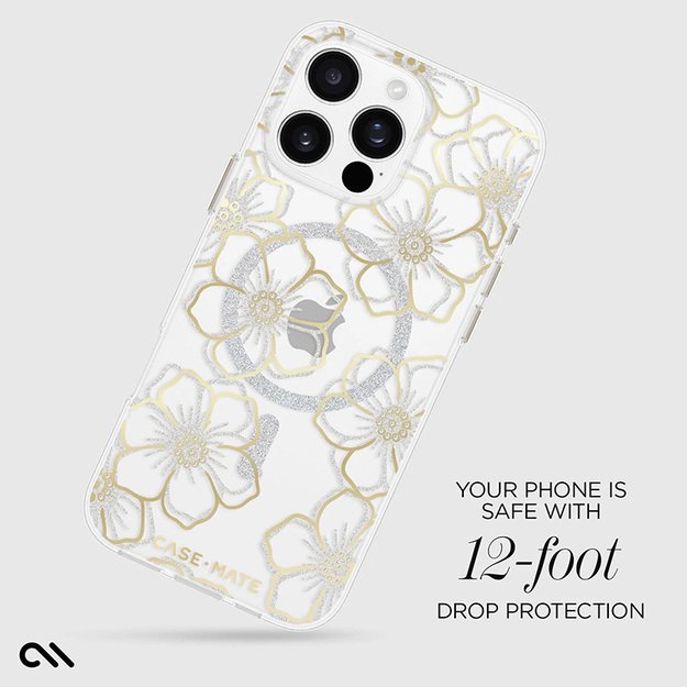 Case-Mate Floral Gems MagSafe – dėklas, skirtas iPhone 16 Pro Max (auksinis)