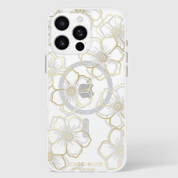 Case-Mate Floral Gems MagSafe – dėklas, skirtas iPhone 16 Pro Max (auksinis)