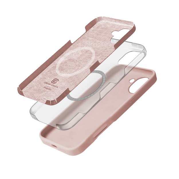 Crong Color Cover Magnetic – dėklas, skirtas iPhone 16 MagSafe (smėlio rožinis)