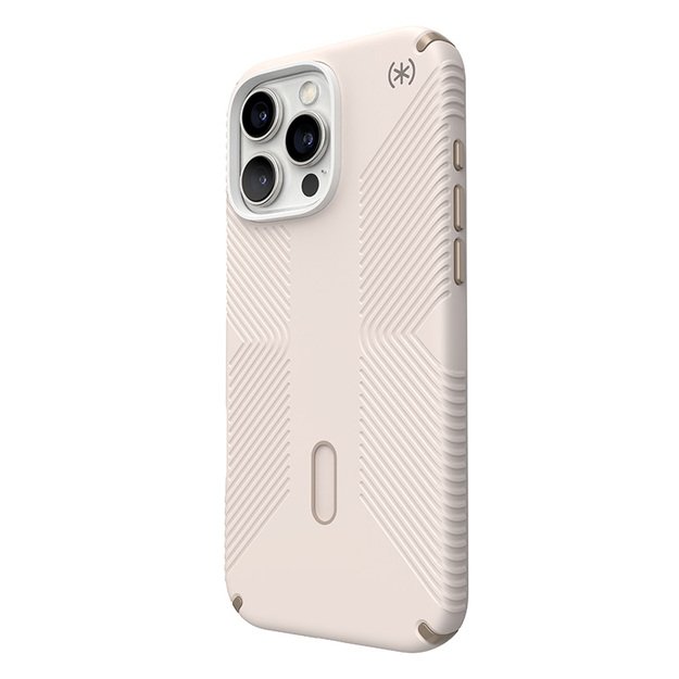 „Speck Presidio2 Grip ClickLock & MagSafe“ – dėklas, skirtas „iPhone 16 Pro Max“ (balintas kaulas / „Heirloom Gold“ / „Hazel Brown“)