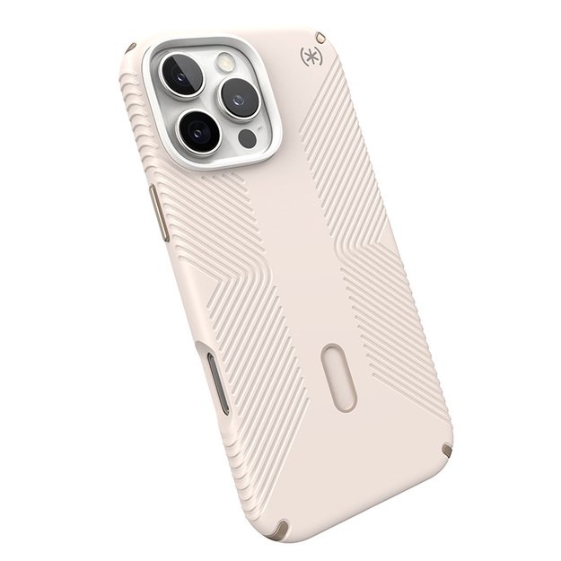 „Speck Presidio2 Grip ClickLock & MagSafe“ – dėklas, skirtas „iPhone 16 Pro Max“ (balintas kaulas / „Heirloom Gold“ / „Hazel Brown“)