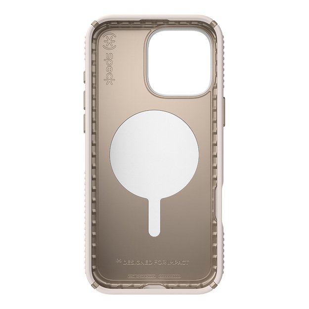 „Speck Presidio2 Grip ClickLock & MagSafe“ – dėklas, skirtas „iPhone 16 Pro Max“ (balintas kaulas / „Heirloom Gold“ / „Hazel Brown“)