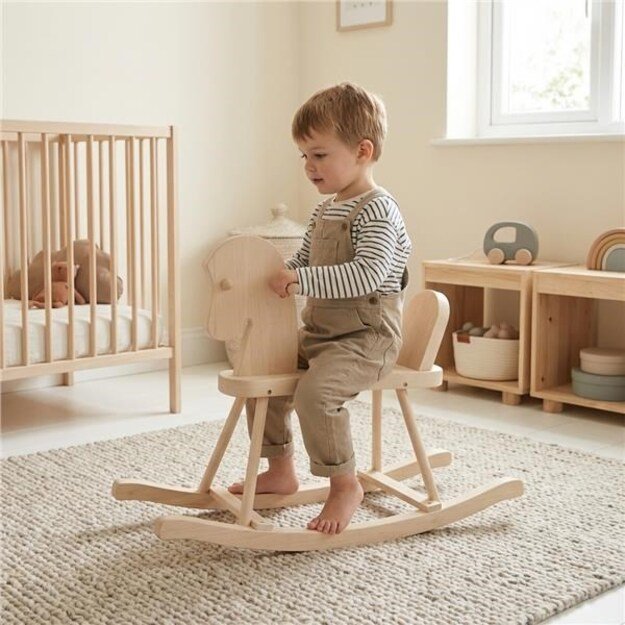 Wooden Rocking Horse for Children Baby Mix natural