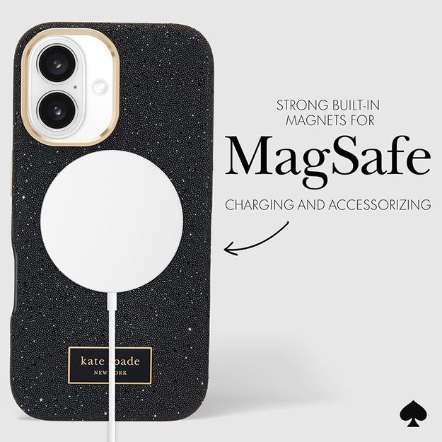 Kate Spade New York Crystal Pave MagSafe – dėklas, skirtas iPhone 16 (Nightfall)