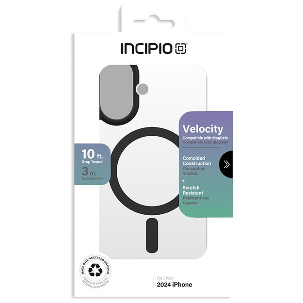 „Incipio Velocity MagSafe“ – „iPhone 16“ dėklas (skaidrus / juodas)