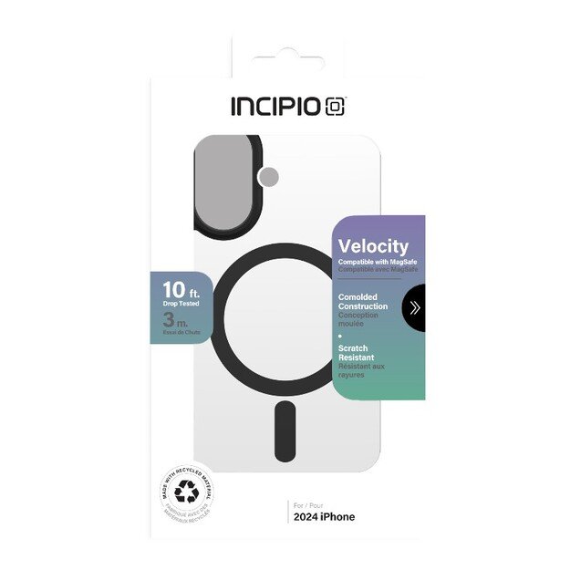 „Incipio Velocity MagSafe“ – „iPhone 16“ dėklas (skaidrus / juodas) 12