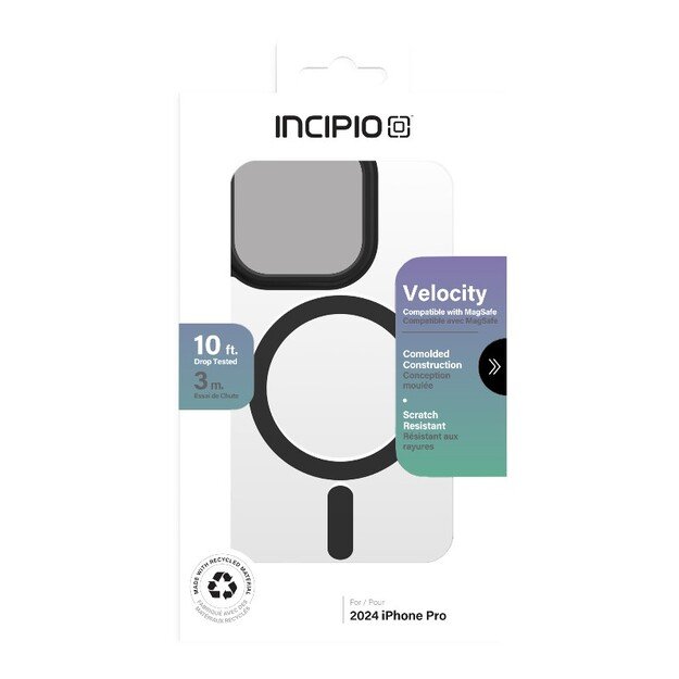 „Incipio Velocity MagSafe“ – „iPhone 16 Pro“ dėklas (skaidrus / juodas) 16