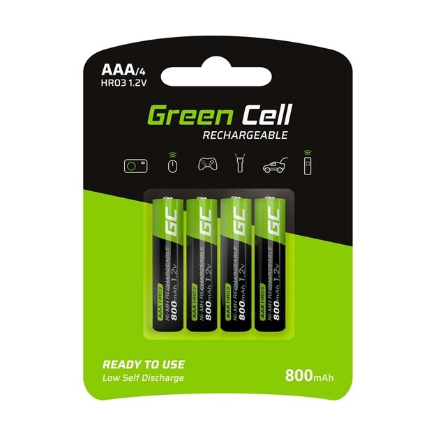 Green Cell 4x AAA HR03 baterijos 800mAh