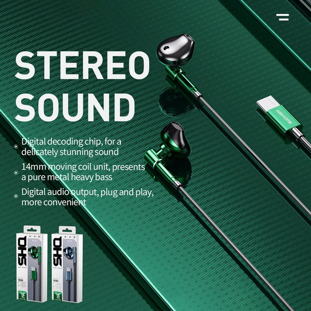 WEKOME YC03 SHQ serija – USB-C laidinės ausinės (Tarnish) 11