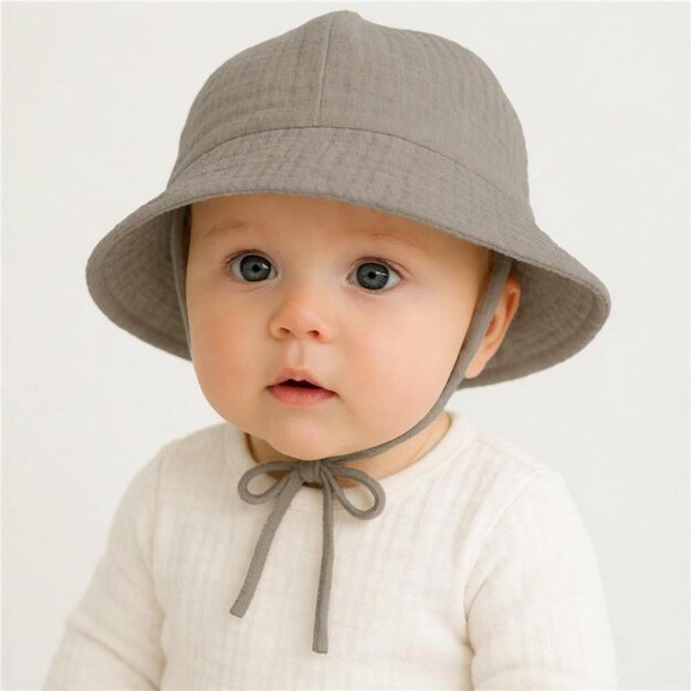 Baby Muslin Hat New Baby linen, 68 (4-6m)
