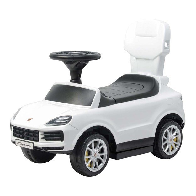 Milly Mally Porsche Cayenne white ride-on car with guide rod