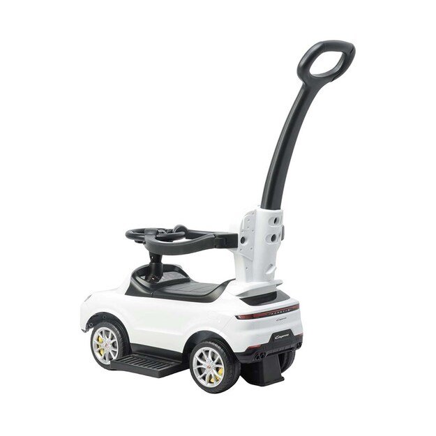 Milly Mally Porsche Cayenne white ride-on car with guide rod