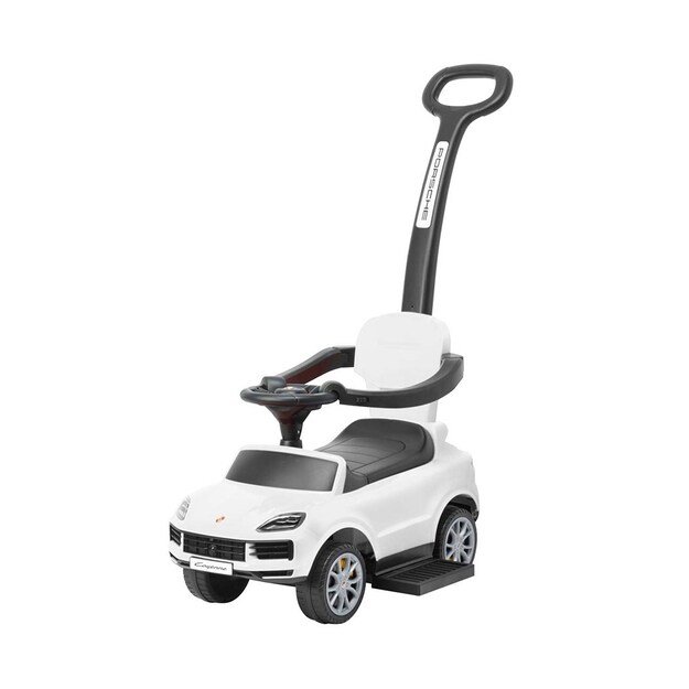 Milly Mally Porsche Cayenne white ride-on car with guide rod