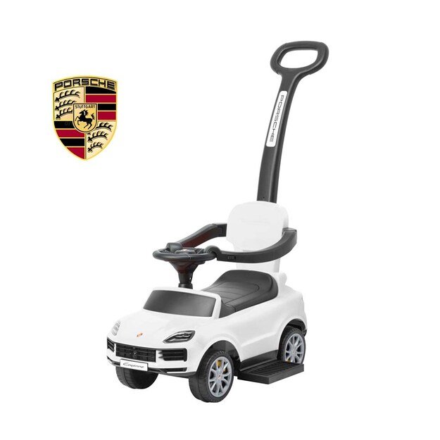 Milly Mally Porsche Cayenne white ride-on car with guide rod