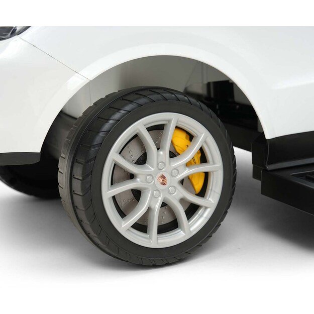Milly Mally Porsche Cayenne white ride-on car with guide rod