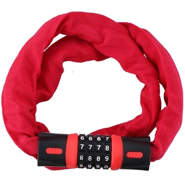Dunlop - Bicycle Lock with Combination Chain (Red)