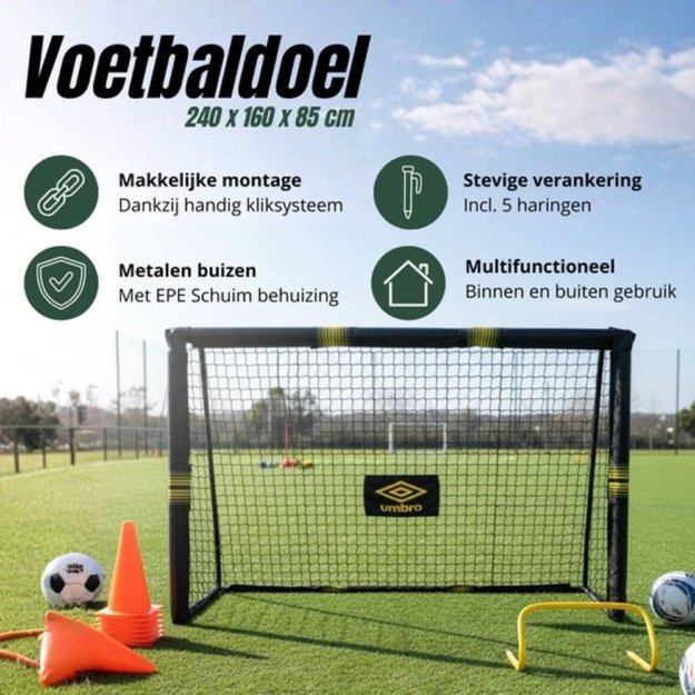 Umbro - Metal football goal with net 240x160x85 cm