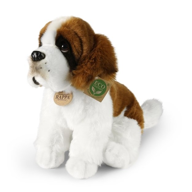 Rappa - Plush realistic St. Bernard dog mascot sitting 30 cm Eco-Friendly
