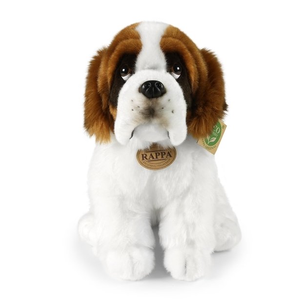Rappa - Plush realistic St. Bernard dog mascot sitting 30 cm Eco-Friendly