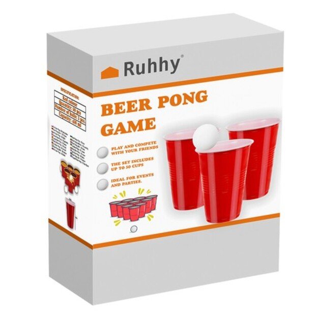 Beer Pong žaidimas – 50 puodelių Ruhhy 21232