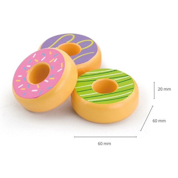 Vaikiškas medinis žaislas Viga, 6 medinių spurgų rinkinys 4