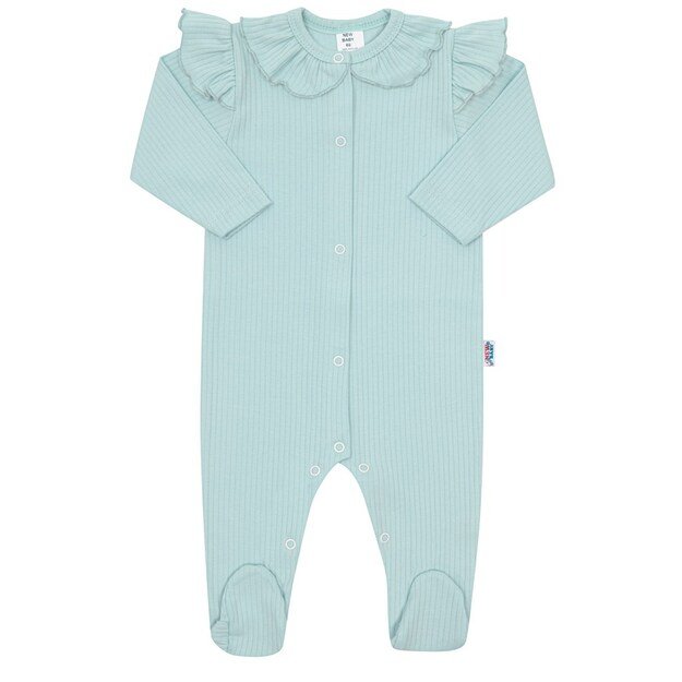 Baby Cotton Jumpsuit New Baby Stripes Ice Blue, dydis 86 (12-18m), 86 (12-18m)