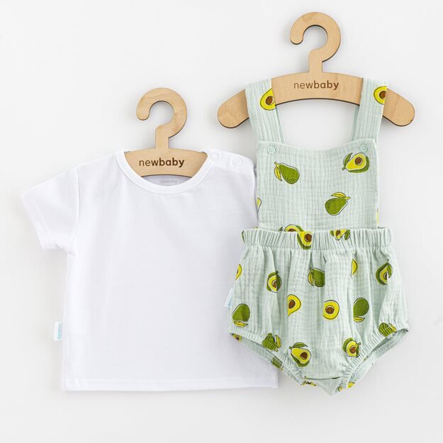 „Muslin“ kūdikių šortai ir marškinėliai „New Baby Avocado“, 80 (9–12 m), 80 (9–12 m) dydis