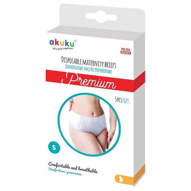Vienkartinės pogimdyminės kelnaitės Akuku PREMIUM dydis. S 5 vnt., S, S dydžiai