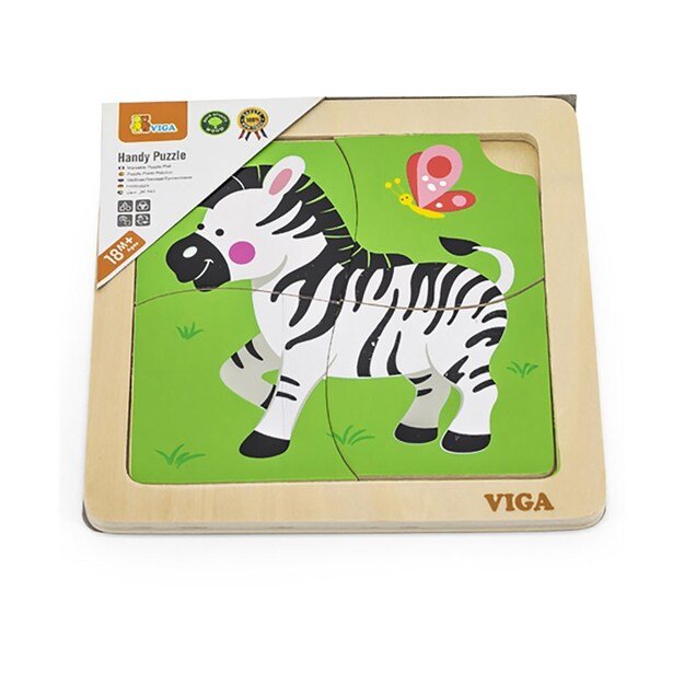 Medinė dėlionė vaikams Viga 4 vnt Zebra