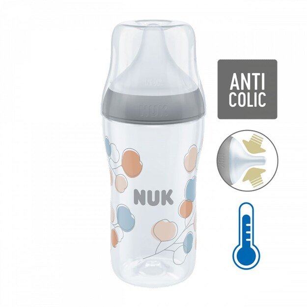 NUK Perfect Match Temperature Control Baby Bottle 260 ml gey