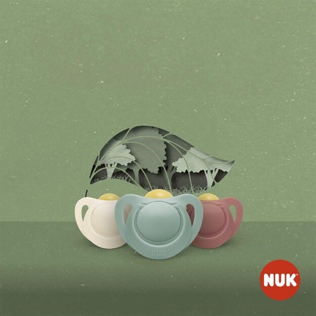 NUK For Nature latekso čiulptukas 6-18 m 2 vnt dėžutė raudona, 6-18 m