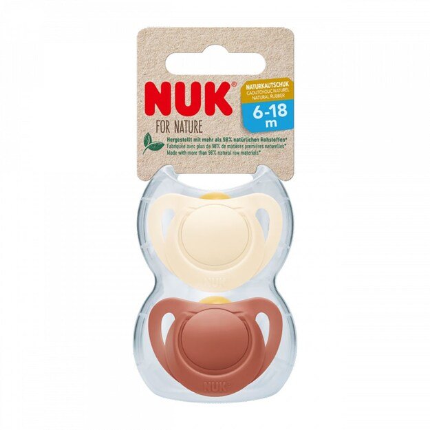 NUK For Nature latekso čiulptukas 6-18 m 2 vnt dėžutė raudona, 6-18 m