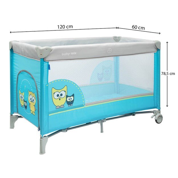 Baby Mix Travel Crib Pelėda Mėlyna 2