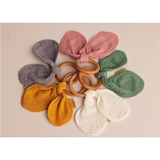 Kūdikio dantukas New Baby Ears rožinės spalvos 1