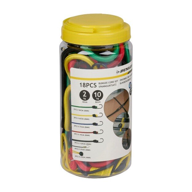 Dunlop - Tamprės / Bagažo virvės su kabliukais, 18 vnt. 2