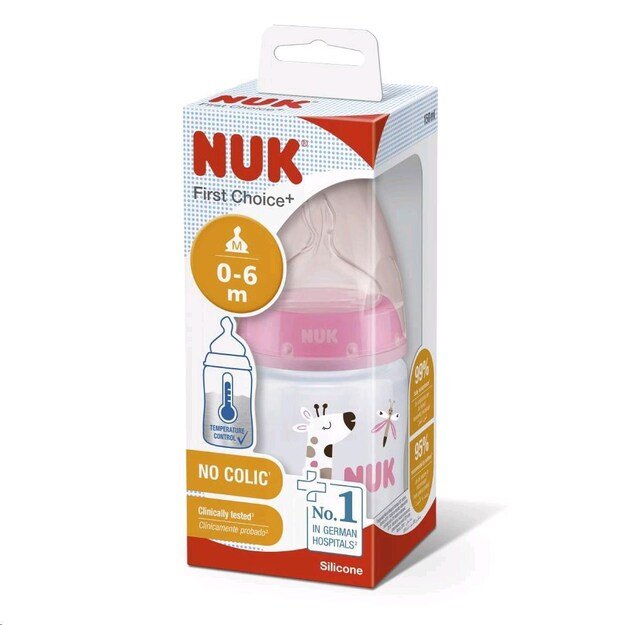 NUK First Choice Temperature Control Baby Bottle 150 ml rožinis