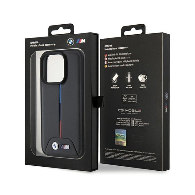 BMW Quilted Tricolor – dėklas, skirtas iPhone 15 Pro Max (juodas)