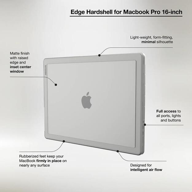 „Incase Edge Hardshell Case“ – dėklas, skirtas „MacBook Pro 16“ (M4/M3/M2/M1/2024-2021) (aiškus)