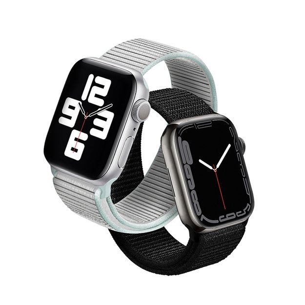 Crong Nylon Reflex – sportinis dirželis Apple Watch 44/45/46/49 mm (juodas)