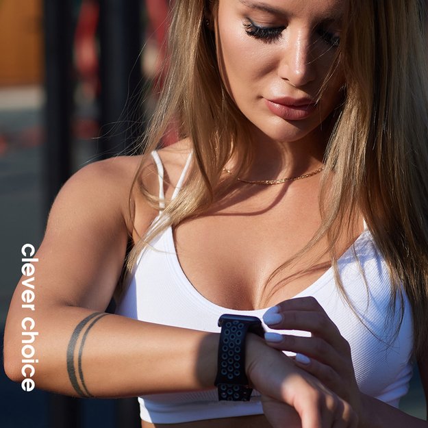 „Crong Duo Sport“ – „Apple Watch“ 44/45/46/49 mm dirželis (baltas/juodas)