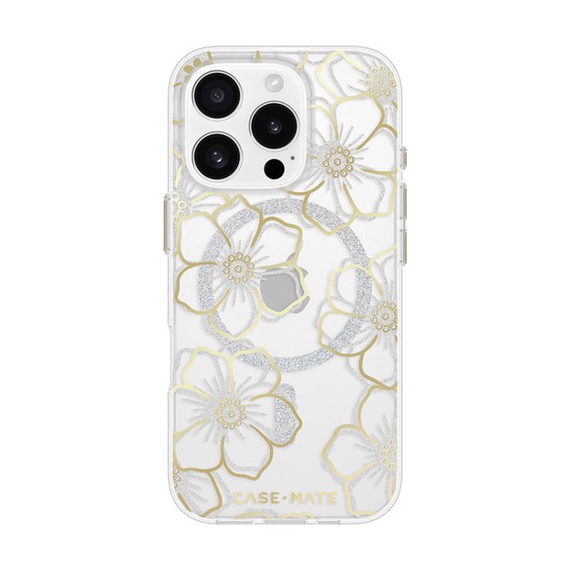 Case-Mate Floral Gems MagSafe – dėklas, skirtas iPhone 16 Pro (auksinis)