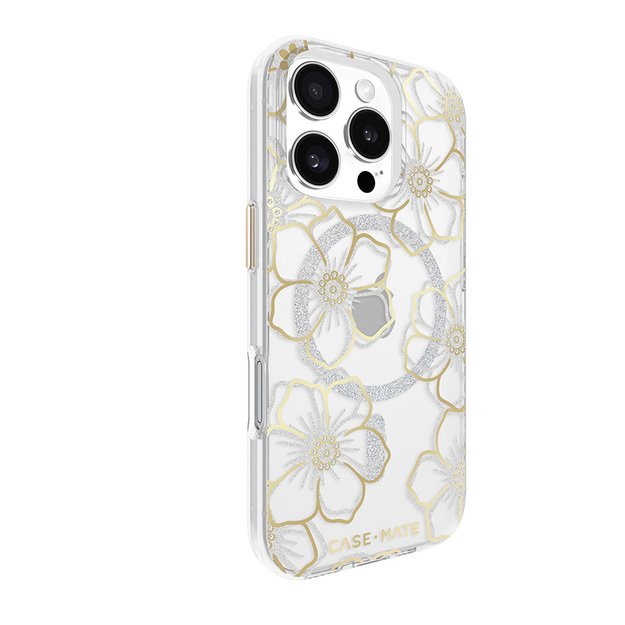 Case-Mate Floral Gems MagSafe – dėklas, skirtas iPhone 16 Pro (auksinis)