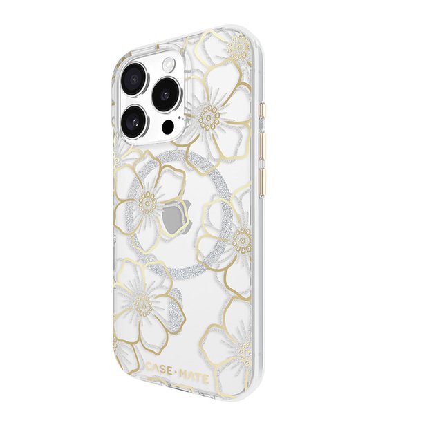 Case-Mate Floral Gems MagSafe – dėklas, skirtas iPhone 16 Pro (auksinis)