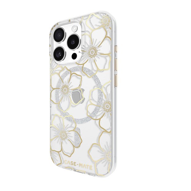 Case-Mate Floral Gems MagSafe – dėklas, skirtas iPhone 16 Pro (auksinis) 2