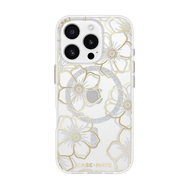 Case-Mate Floral Gems MagSafe – dėklas, skirtas iPhone 16 Pro (auksinis) 40