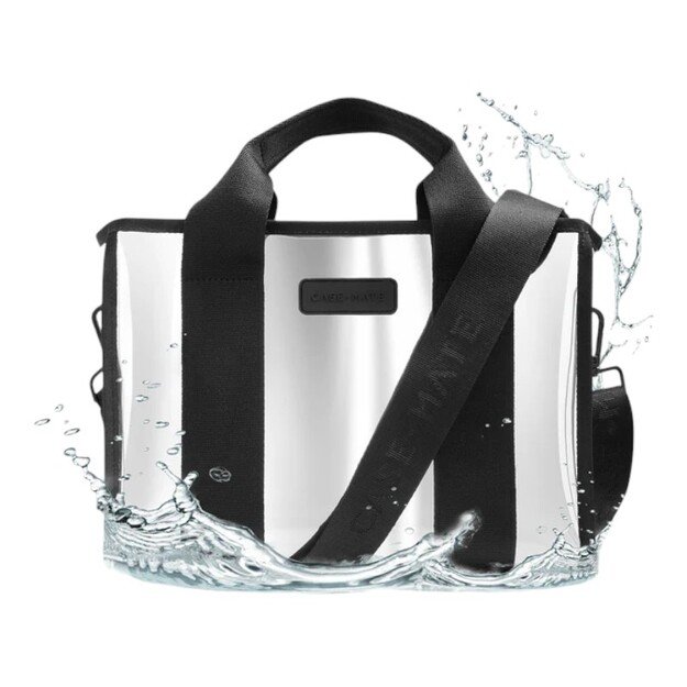 „Case-Mate Mini Travel Tote Bag“ – vandeniui atsparus kelioninis pečių krepšys (sidabrinis chromas) 1