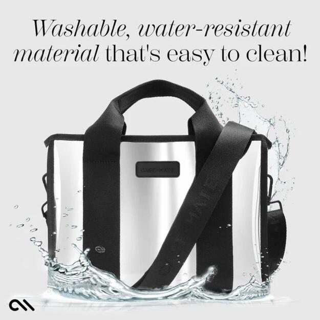 „Case-Mate Mini Travel Tote Bag“ – vandeniui atsparus kelioninis pečių krepšys (sidabrinis chromas) 5