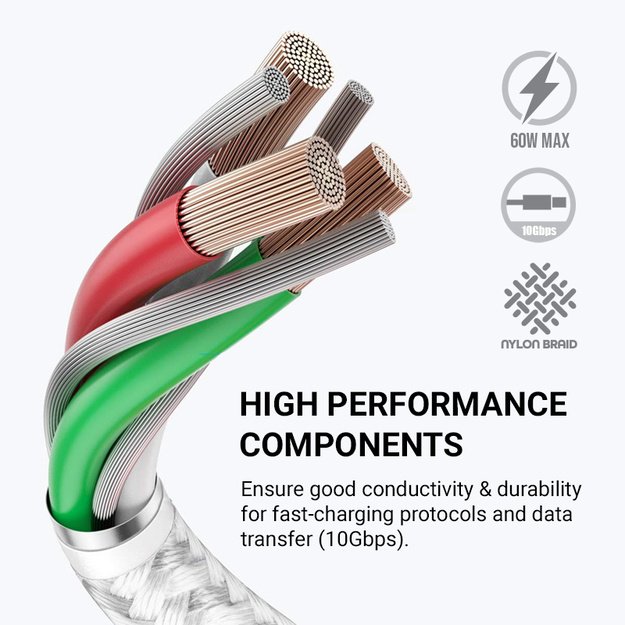 Crong Armor Link – 60 W PD 3A USB-C į USB-C laidas 150 cm (baltas) 5