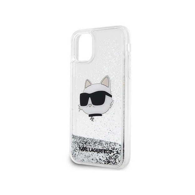 Karl Lagerfeld Liquid Glitter NFT Choupette Head – dėklas, skirtas iPhone 11 (sidabrinis)